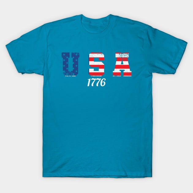 USA 1776 Flag T-Shirt by Poppa's Designs